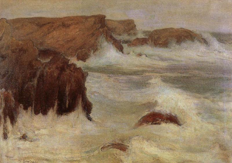Wladyslaw Podkowinski Rough Sea at Belle-lle Spain oil painting art